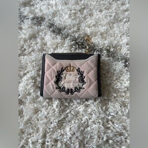 Y2K Juicy Couture Pink Brown Double Zip Wallet Embroidered Gold Pendant Girly